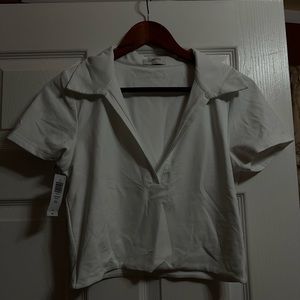 Aritzia White Short Sleeve Polo Top